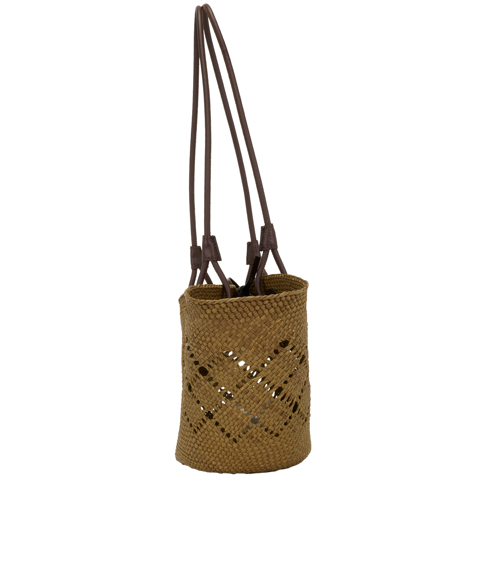 Small Anagram Basket Bag, &pound;495, Handbags, Khaki, Raffia, Side view